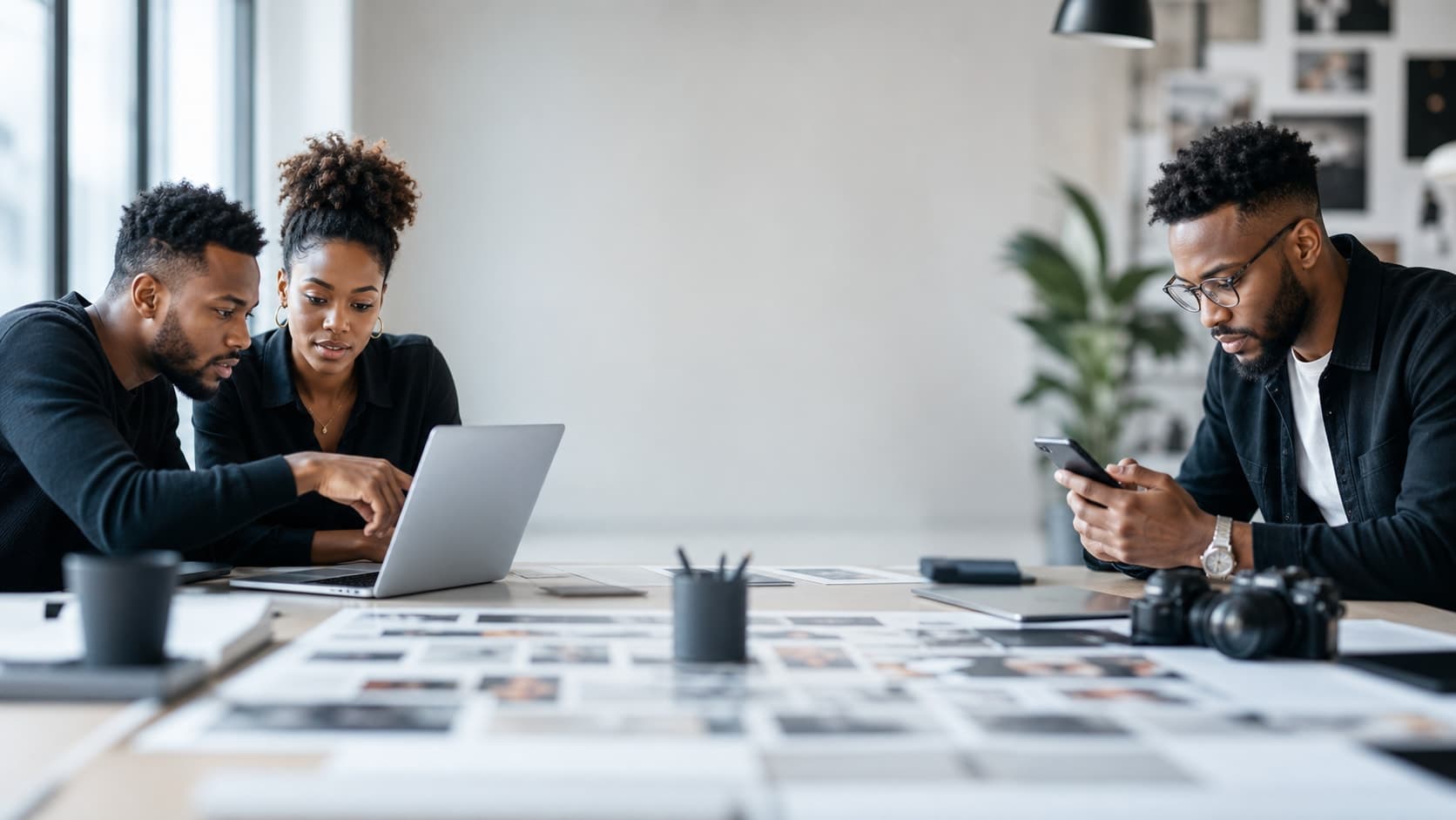 A Black marketing team collaborating in Brainiark's campaign workspace.